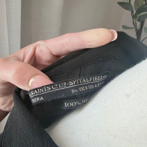 All Saints Sheet Black Sleeveless Draped Collar Women's Button Up Top US4 - Picture 3 of 4